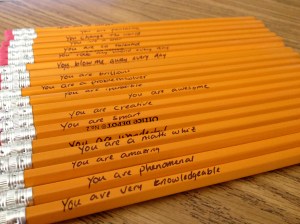 messages on pencils from last year